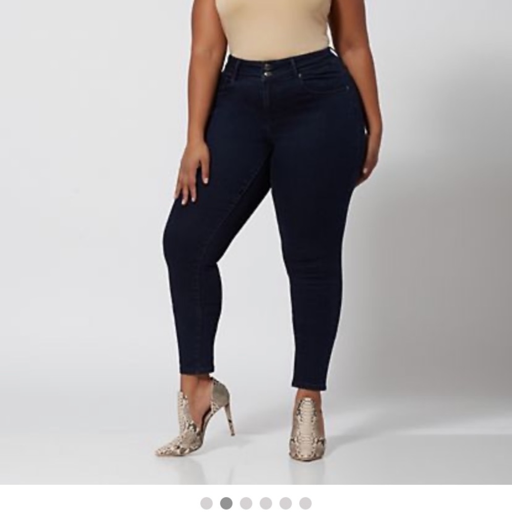 Dark wash premium mid rise jeans